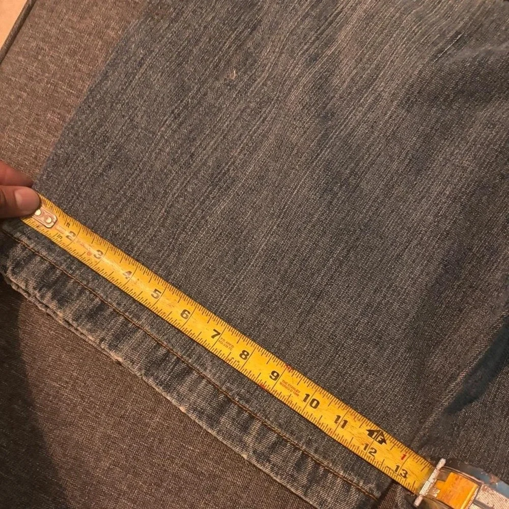 Baggy blue coogi jorts with embroidered pocket